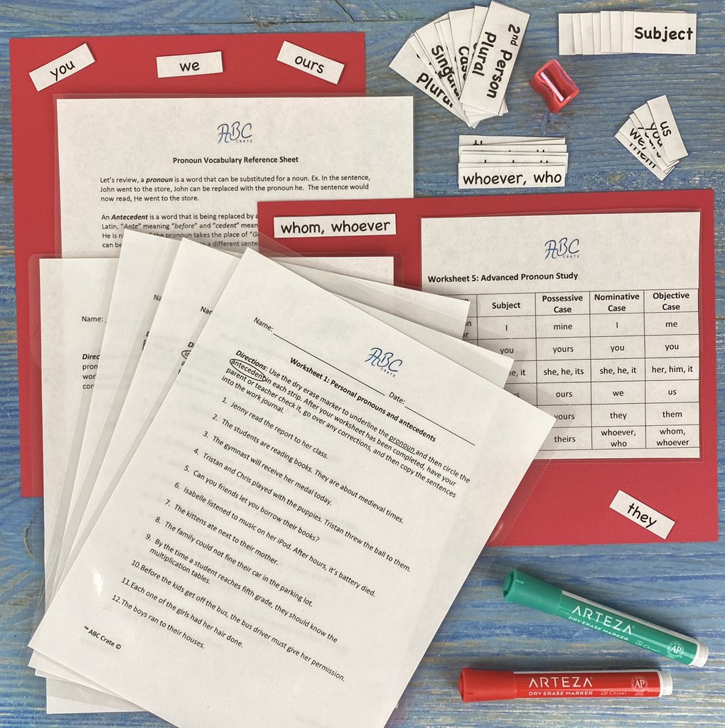 AbcCrate's tweet image. “Advanced Pronoun Study Kit” 
available @abc-Crate.com #learningresources #montessoriathome #languagelesson #montessorilearning #learningwithfun #writing #grammar #grammarmatters #grammarlesson #elementaryteacher #middleschool #languagelearning #grammarteacher #homeeducation