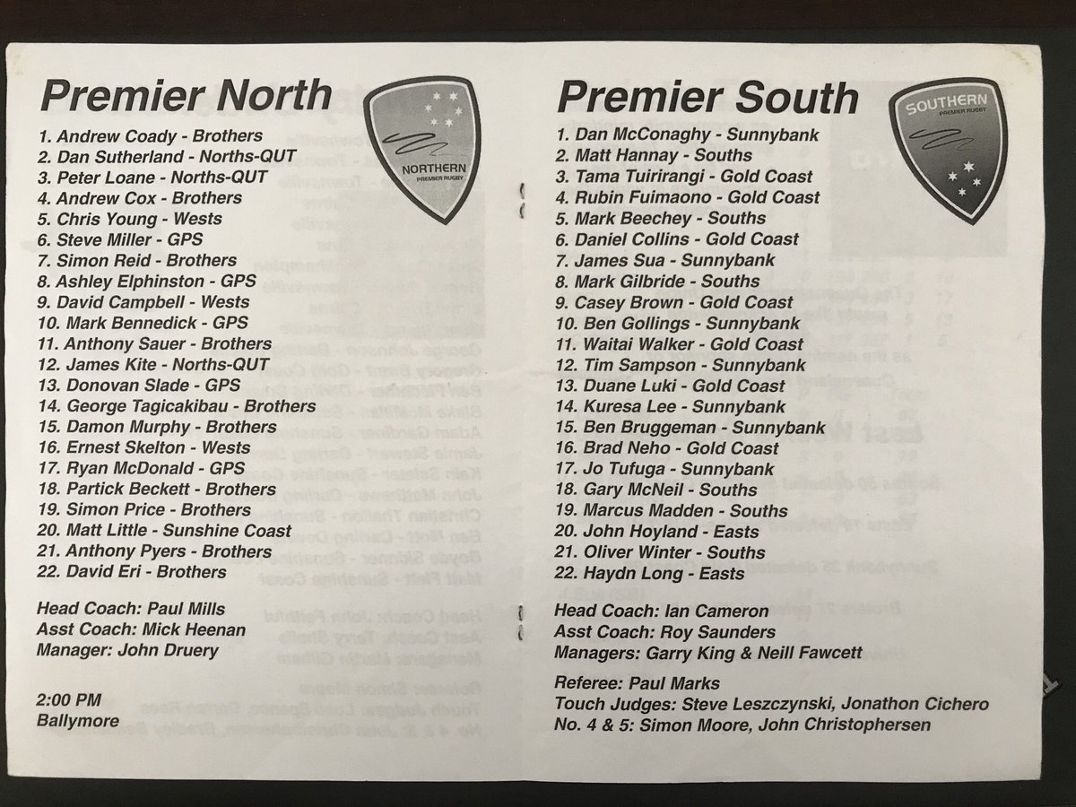 HulaBulaJim's tweet photo. North v South for The Caxton Cup...not a bad mix π πΊ as a NRC predecessor in @qldpremierrugby @timcsampson #classicrugbyprograms https://t.co/nluMtJ6eST