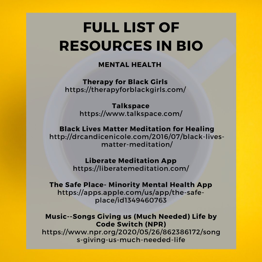 Mental Health and Wellness Resources for Black people and other racialized groups: