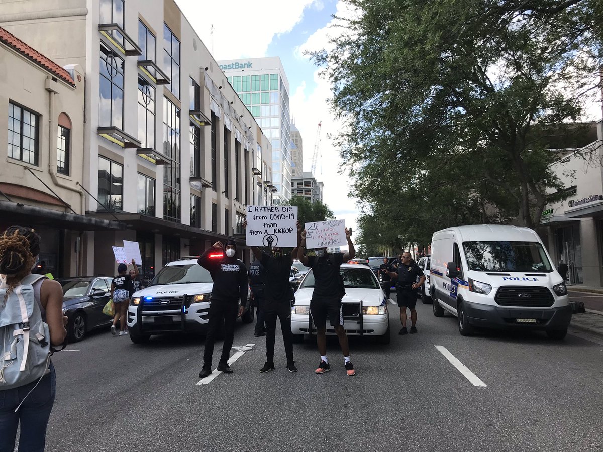 I’m home now, the rain seemed to disperse most  #GeorgeFloyd protesters in Orlando, which came after the tear gas. It was a long day. Overall, protestors & police were peaceful. OPD kept moving with demonstrators to block traffic. Most people just wanted to show up & be heard.