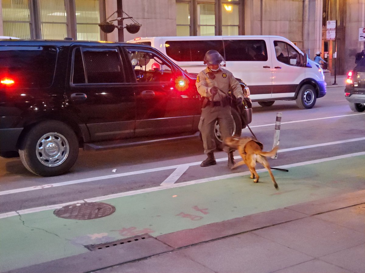 State Troopers have deployed a dog at the Thompson Center.  #Chicago  #GeorgeFloyd