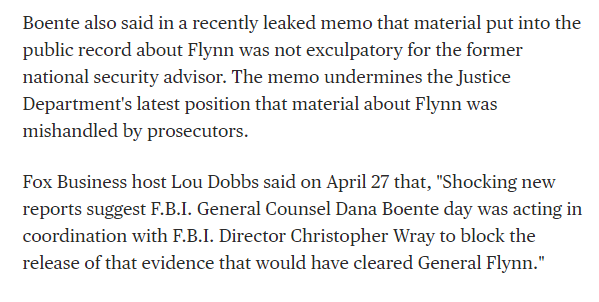 I could say you can't make this up, but I am pretty sure someone did make it up! MSNBC cited Lou Dobbs as the definitive source that Boente & Wray were blocking the release of information that would exonerate General Flynn, stop laughing Dobbs said it & MSNBC repeated it!