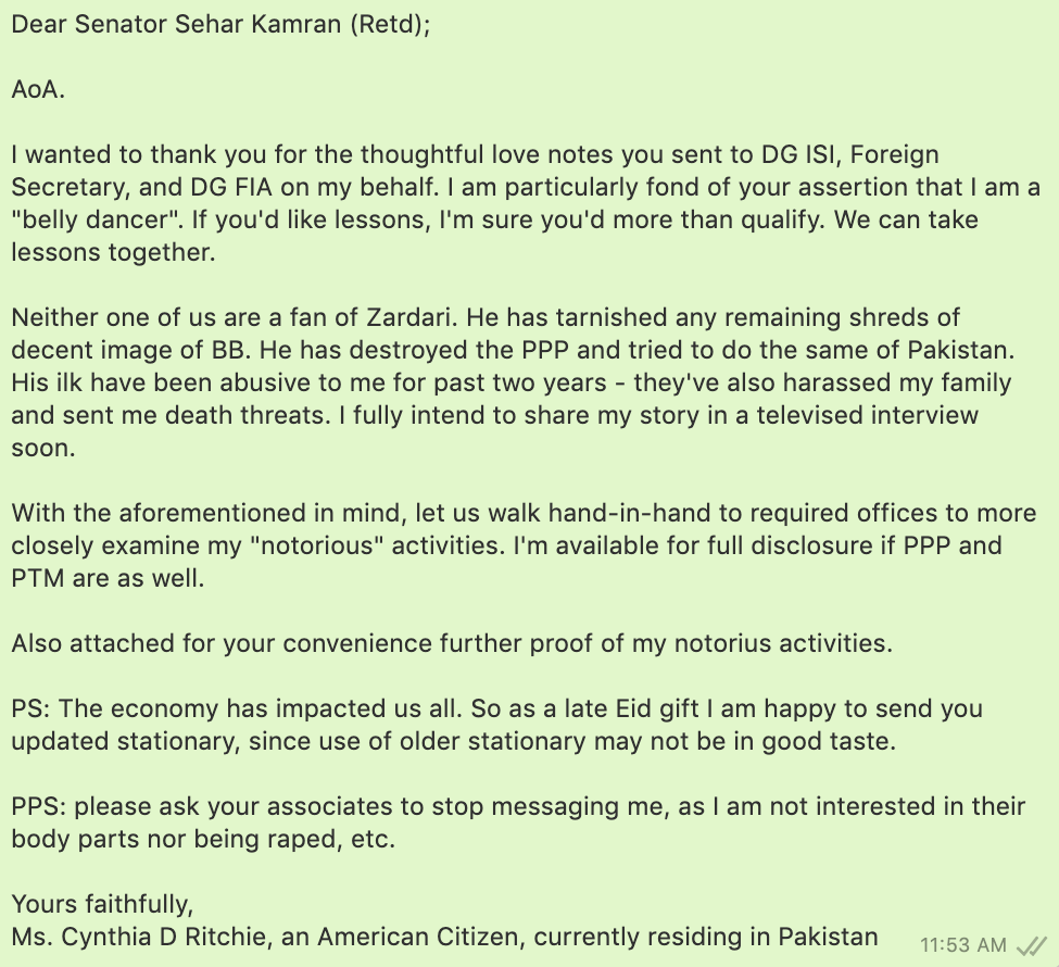 CynthiaDRitchie's tweet image. My note to respected @SeharKamran of PPP along with evidentiary support of my 'notorious' activities. 

Although 'Date of Birth', 'Languages', 'CodeName', &amp;amp; 'Height' are inaccurate, 'Marital Status' and 'Marks' are accurate. 😉

Though I am offended by 'bodytype'-  but kuchniya.