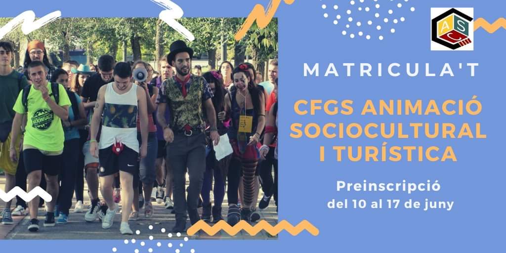 aferna79's tweet photo. Preinscripció pel CFGS Animació sociocultural i turítica https://t.co/wR6XT03ayJ