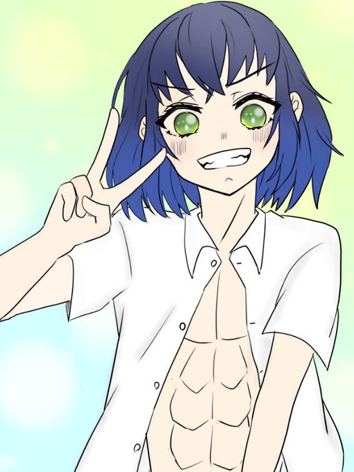 カモちゃんさんがTwitterに投稿した嘴平伊之助(鬼滅の刃)のイラスト。