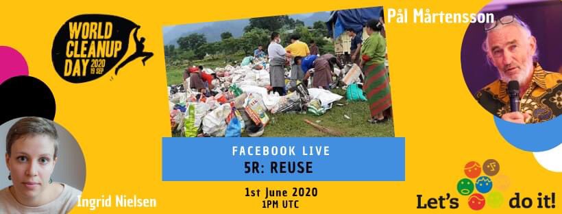 LetsDoItWorld's tweet photo. Join us on 1st June by 1PM UTC for the 3rd edition of our ongoing 5R Webinar series as @IngridLdiw hosts @MartenssonPal on Facebook Live to talk about the need to ‘Reuse’. (We started with ‘Rethink’, ‘Reduce’ and now we are on ‘Reuse’.) Join us to learn #Letsdoitworld #Letsreuse https://t.co/KiFU8L3gDj