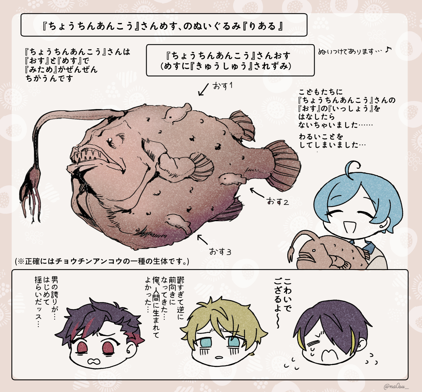 なおすー ちょうちんあんこう さんめす のぬいぐるみ解説 ご興味ありましたらチョウチンアンコウ オスで検索してみてください T Co Zqxbpixago Twitter