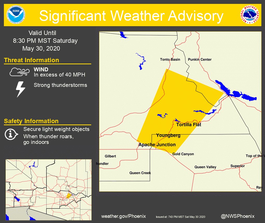Significant Weather Advisory for Gila, Maricopa and Pinal Counties