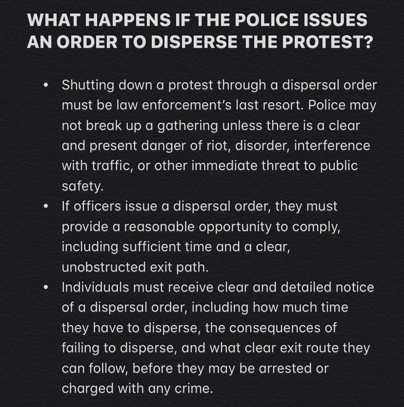 What happens if the police issues an order to disperse the protest?