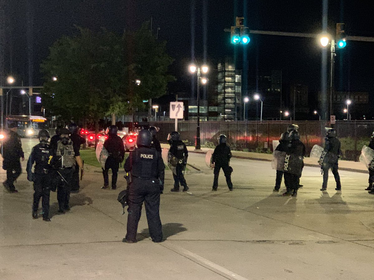 DPD just pushed all the protesters out of downtown Detroit and are sealing off the perimeter. Grand River is the next street over. I can see Cass Tech. Must be dozens of arrests. Hundreds of cops.