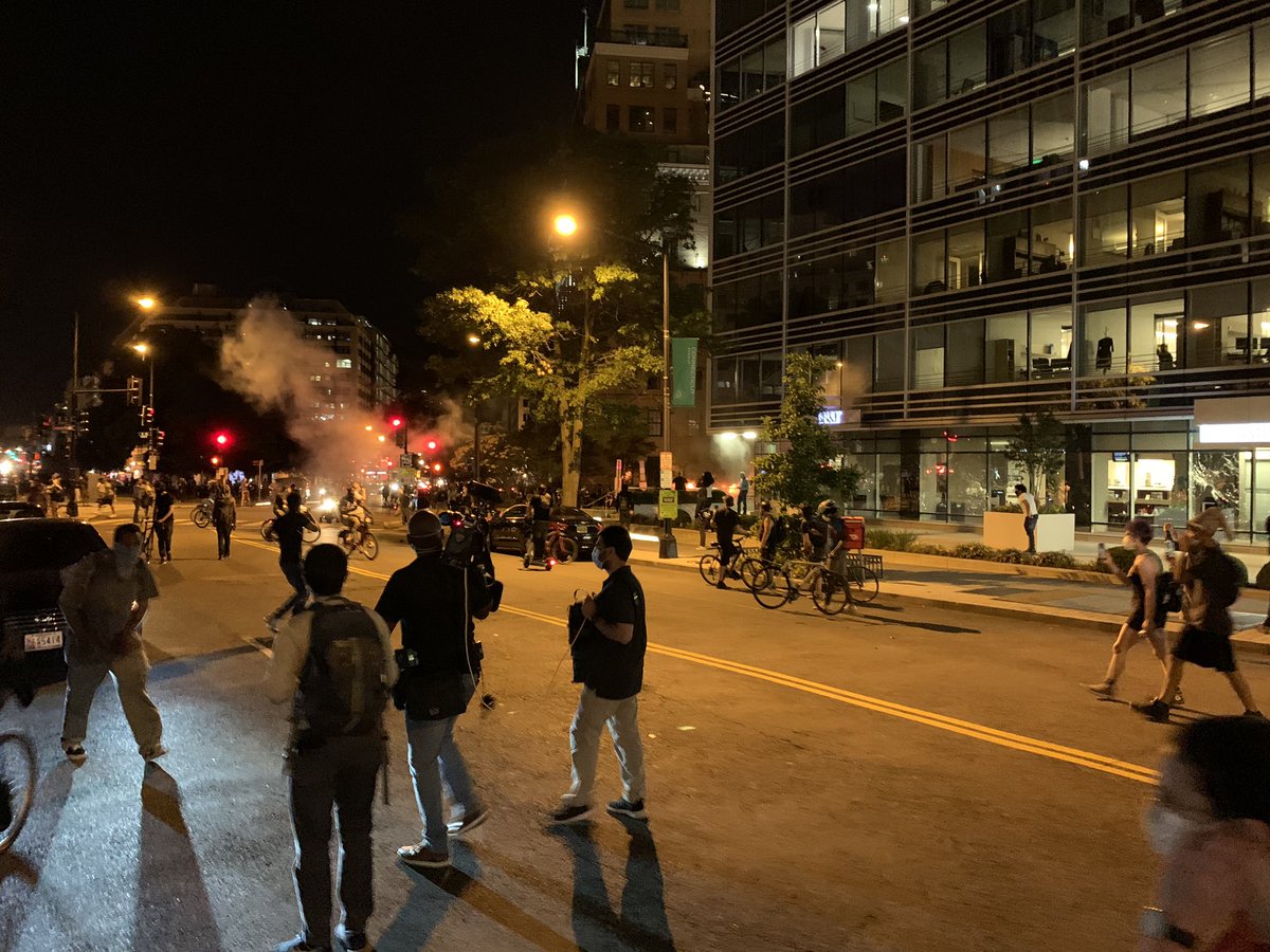 GarrettHaake's tweet photo. We’re into riot territory downtown DC. People smashing store windows on Connectictutt and I St. a car is burning https://t.co/zbx70mMBU5