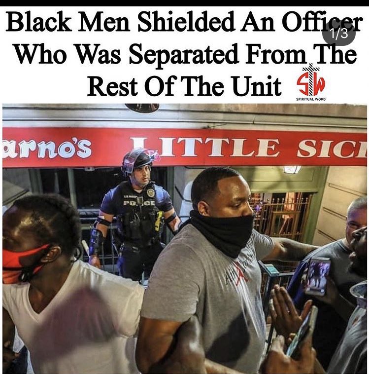 w_terrence's tweet image. EVERYONE MUST SEE THIS

Black men protecting an officer during the #GeorgeFloydProtests / Riot 

The mainstream media will not show this kind of unity so please RT
