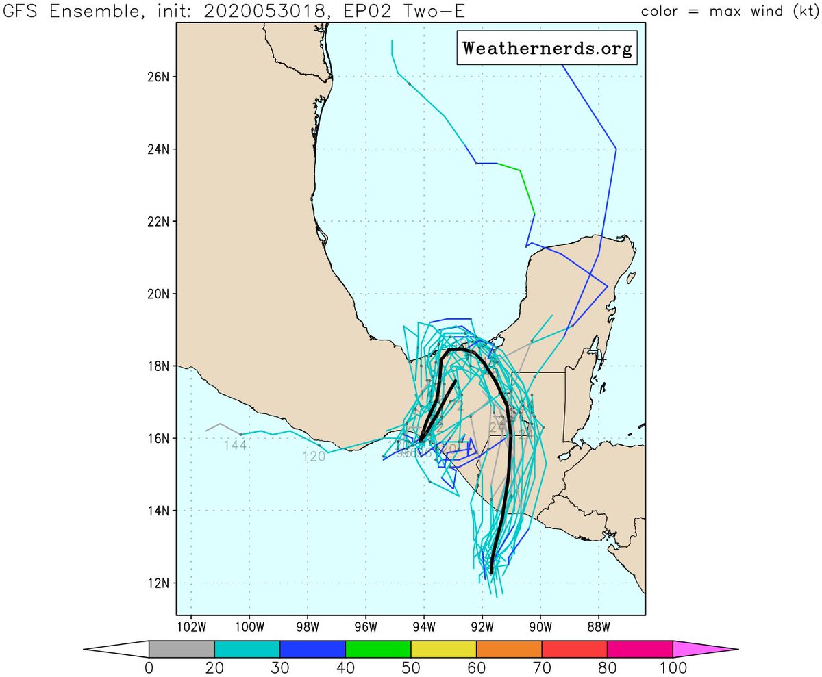 InfoMeteoro's tweet photo. 🌀Depresión tropical Dos-E ingresará en Guatemala este domingo, desplazándose hacia límites de Camp, Tab y Chis favoreciendo lluvias torrenciales en la región⛈️🔴

✅INCERTIDUMBRE: el sistema puede emerger al Golfo de México o Golfo de Tehuantepec próxima semana ¡Pendientes! https://t.co/okHgKRMSJp