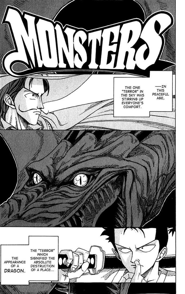One thing is sure that they are right about a parallel between Zoro and Ryuma from Monsters, similar character design and in the Monsters one shot Shirano is the bootleg version of Mihawk. It’s evident that Zoro ‘s side of the story emulates a bit of Ryuma from Monsters