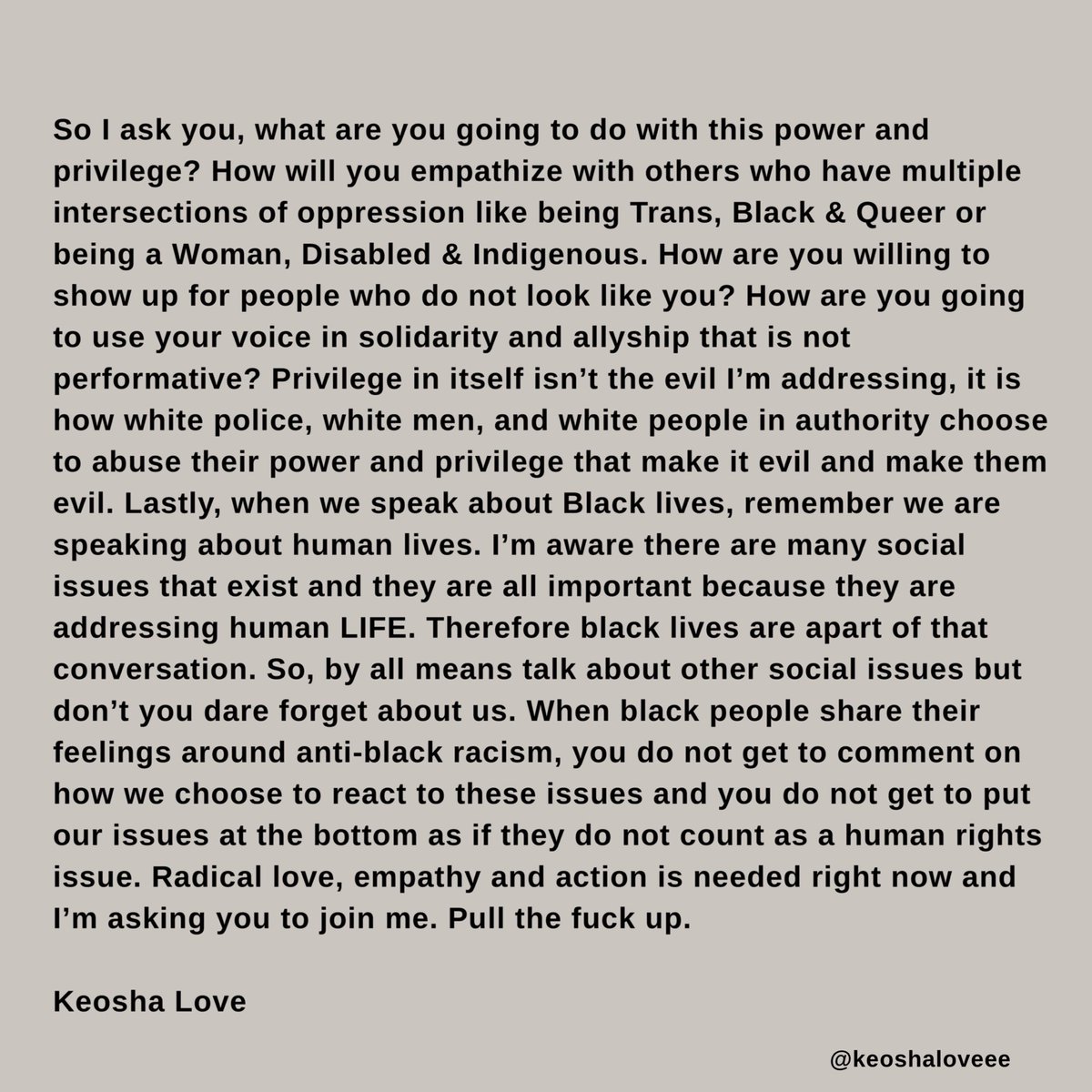 Keoshaloveee's tweet image. If you missed my speech today at the opening ceremony for the Toronto protest, here is the written copy: #BlackLivesMatter