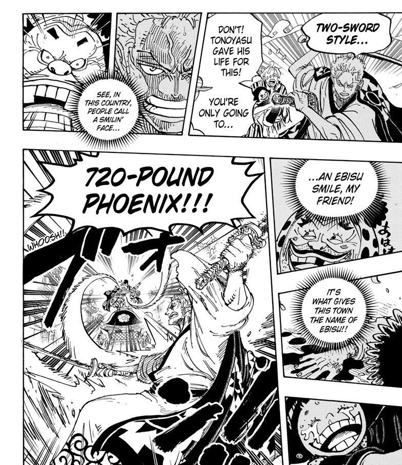 Zoro is related to the Shimotsuki, this surely has to play a role in killing Kaido ! Look ! Zoro befriended a descendant of Ryuma, they became friends and he got assassinated by Kaid-Hum Orochi  Why would Oda not give Zoro a motive to target Kaido specifically ? Why Orochi ? 