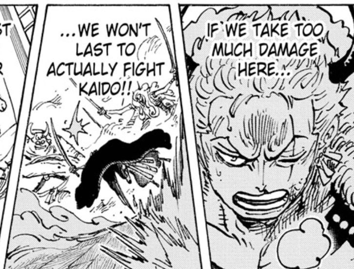 Oda systematically refused to give Zoro a specific personal grudge against Kaido (but has no problem doing so for Orochi) in fact the only time he mentioned fighting Kaido it’s as a group. While Luffy throughout the arc was focused on one target to defeat and it wasn’t Orochi