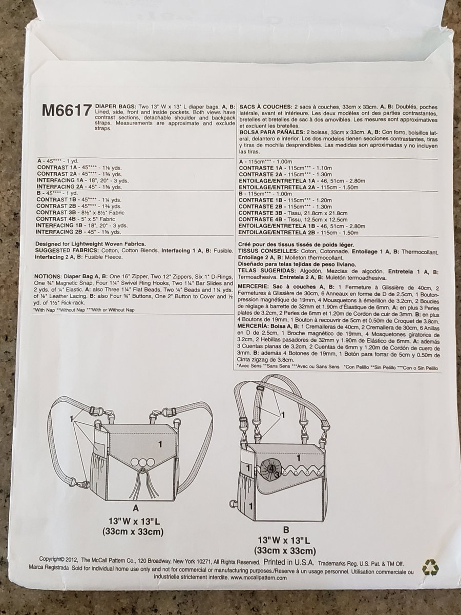 quilts_more's tweet photo. Diaper Bag Sewing Pattern McCall's Fashion Accessories M6617 Whistlepig Creek Productions Baby Accessory https://t.co/bmrSx5Dg68 #ImagineQuiltsAndMore #Etsy #BabyNeed https://t.co/XKer9Cb2EG