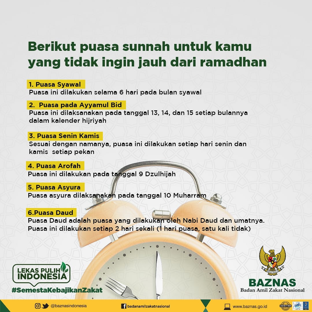 Uzivatel Baznas Na Twitteru Itulah Keistimewaan Puasa Sunnah Selain Selalu Mendekatkan Kita Dengan Suasana Ramadhan Ternyata Rasulullah Mencintai Orang Orang Yang Menjalankan Amalan Sunnah Puasasyawal Puasasunnah Lekaspulihindonesia