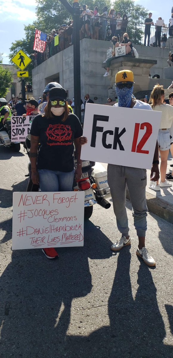 Phatz1966's tweet photo. BEFORE WE GET OUTRAGED ABOUT A LIFE THOUSANDS OF MILES AWAY LET'S GET OUTRAGED ABOUT OUR OWN TOWN AND THE KILLINGS, SPEAK THEIR NAMES NEVER FORGET, THANK YOU TO WHOEVER MADE AND CARRIED THESE SIGNS TODAY.
#FOREVER #JOCQUES #CLEMMONS
#FOREVER #DANIEL #HAMBRICK
FUCK THE POLICE https://t.co/NRGtBxWE2j