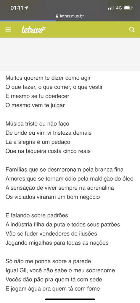 Letra da musica