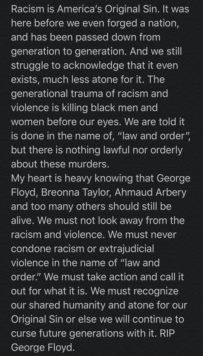 Friends... this is one of those moments when silence is not okay. Silence equals tacit approval of the status quo. Make a stand. Speak your beliefs. Endorse your convictions. I stand with my black sisters and brothers. If you do, say so.