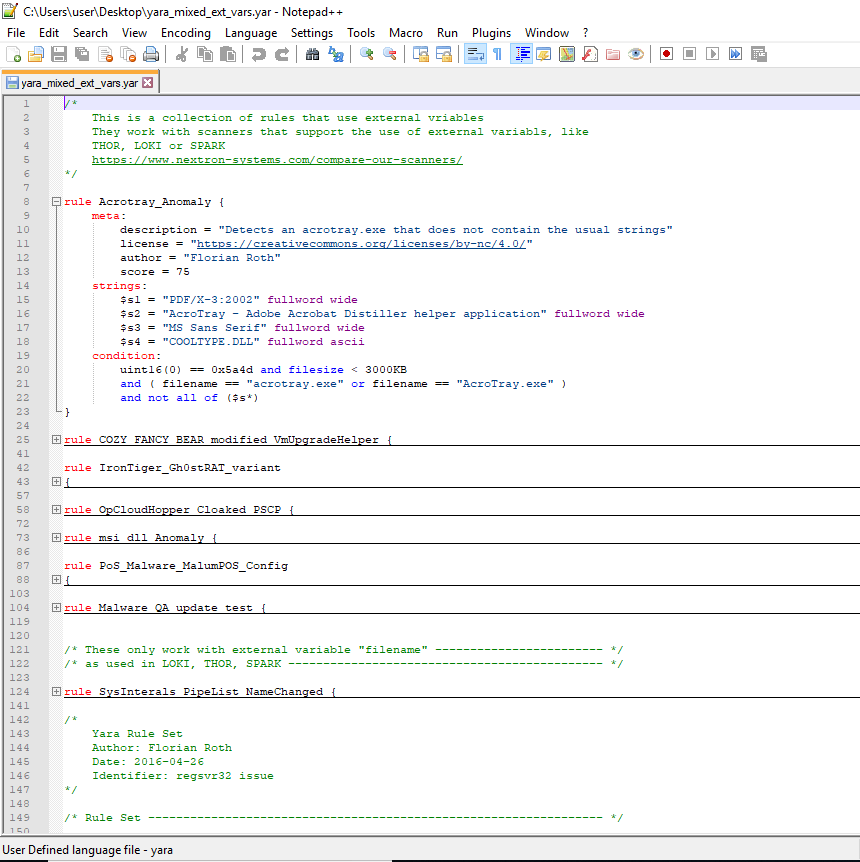 Syntax highlighting for #Yara rules in Notepad++

github.com/DissectMalware…

<a href="/Notepad_plus/">Notepad++</a> <a href="/cyb3rops/">Florian Roth ⚡️</a> <a href="/ItsReallyNick/">Nick Carr</a>