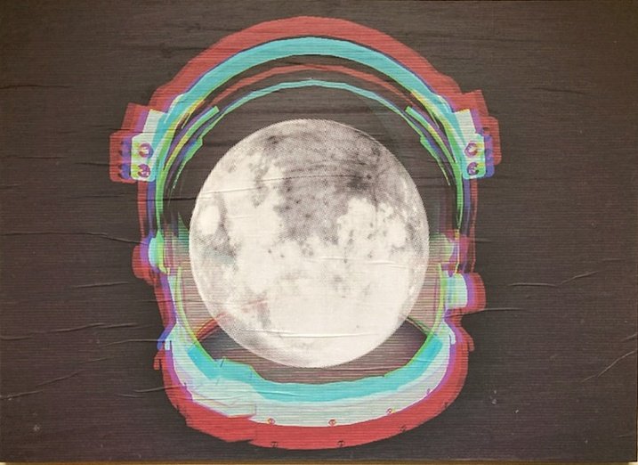 I've always desired 2 travel in space and I absolutely adore our moon. So in honor of the SpaceX launch today heres my fav piece from my on-going super moon series. 5 color screenprint wheat paste on wood 44"x32"
#spacex #nasa #launchamerica #space #spacehelmet #moon #supermoon