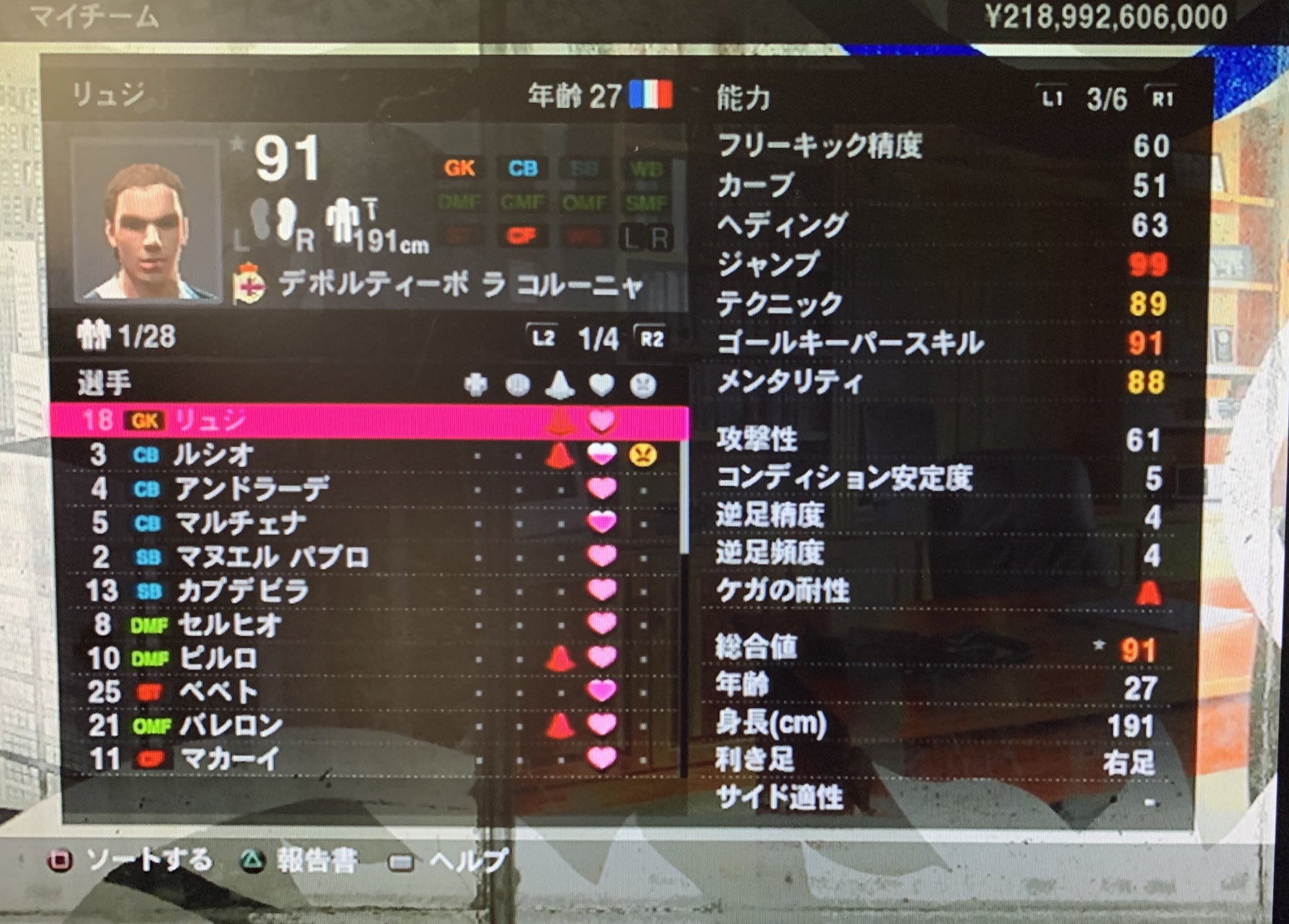 Fuヽ 廿 廿 ウイイレ過去作で歴代デポルの選手縛りでプレーしてるんだけどデポルと関係ない選手で能力エゲツない選手が完成してしまった これでなんで能力値91なんだ Cbでも一流 困ったらcfでも使える ウイイレ ウイニングイレブン10