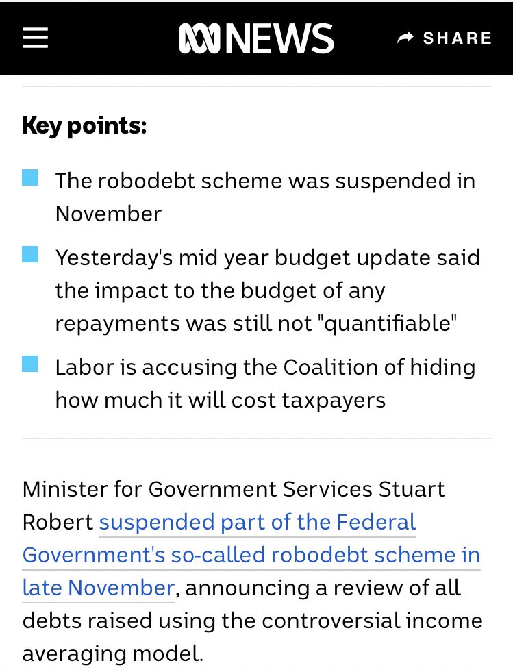 The  #robodebt budget fiddle is ongoing. The supposed $2.3b ‘savings’ are still in the latest budget- which seems to mean the Govts claim that it ‘brought the budget back to balance’ is unsustainable.  #auspol  #insiders