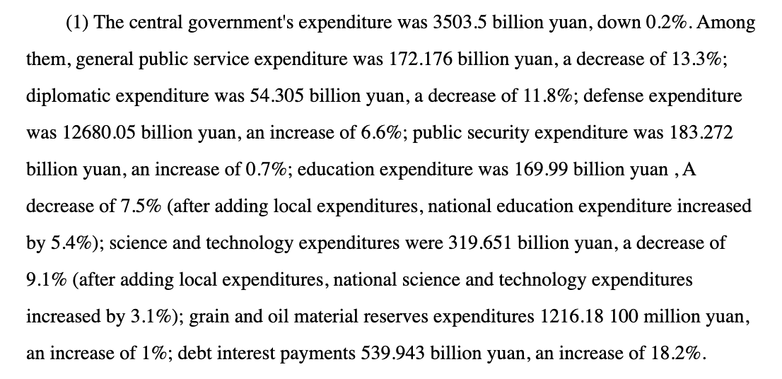 Page 2 has draft budget details. So this is really useful to dig into. For ex: in pics are the specific expenditure by the central govt in 2019 and commitments in 2020. There’s a 11.8% dip in diplomatic expenditure this year.  http://paper.people.com.cn/rmrb/html/2020-05/31/nw.D110000renmrb_20200531_2-02.htm