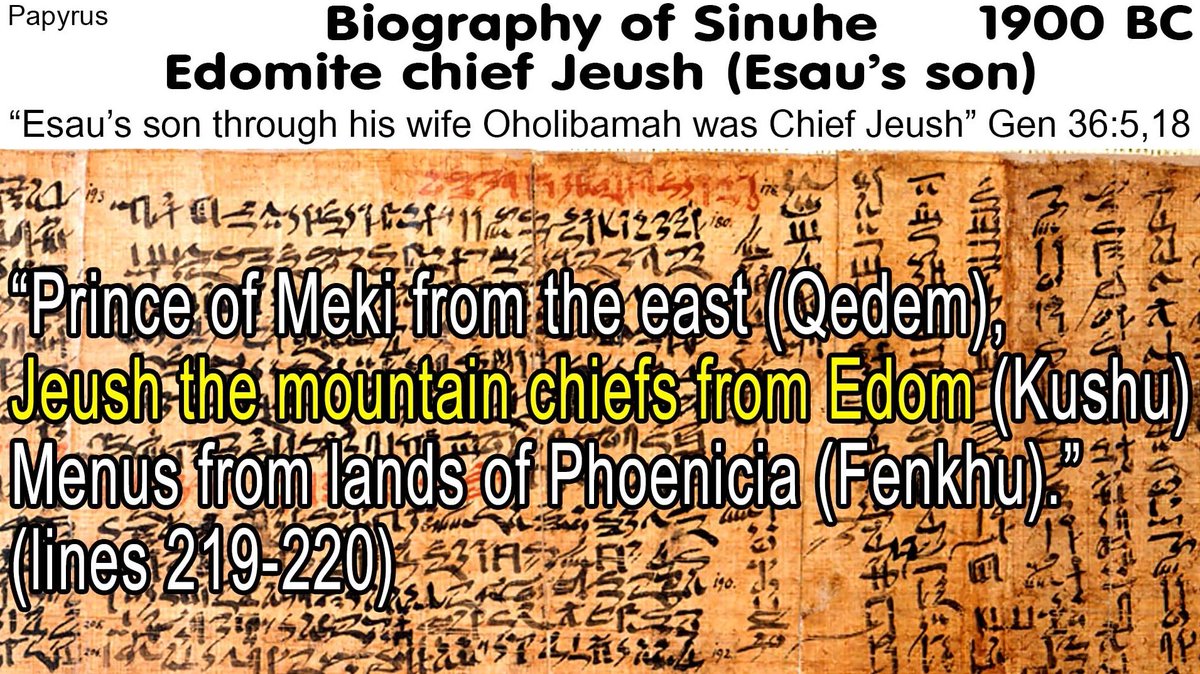vs_bible's tweet photo. Joseph: 1916-1806 BC

 Joseph is born in 1916 BC
     In 1900 BC, a biography of Jeush, Jacob’s grandson through Esau, is written.
    This amazing papyri is the earliest evidence of Edom from archeology. https://t.co/SuokbAK3n1
