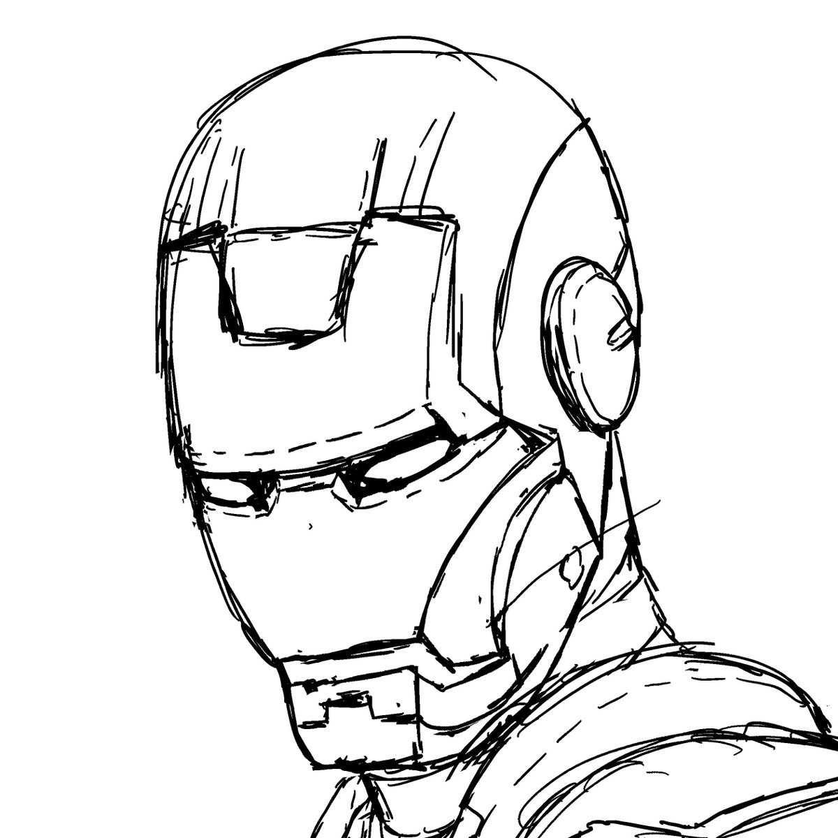 メカジキ弐號 絵描き A Twitter アイアンマン Mark3 トニースターク アベンジャーズ Marvel イラスト 絵描きさんとつながりたい 下描き段階