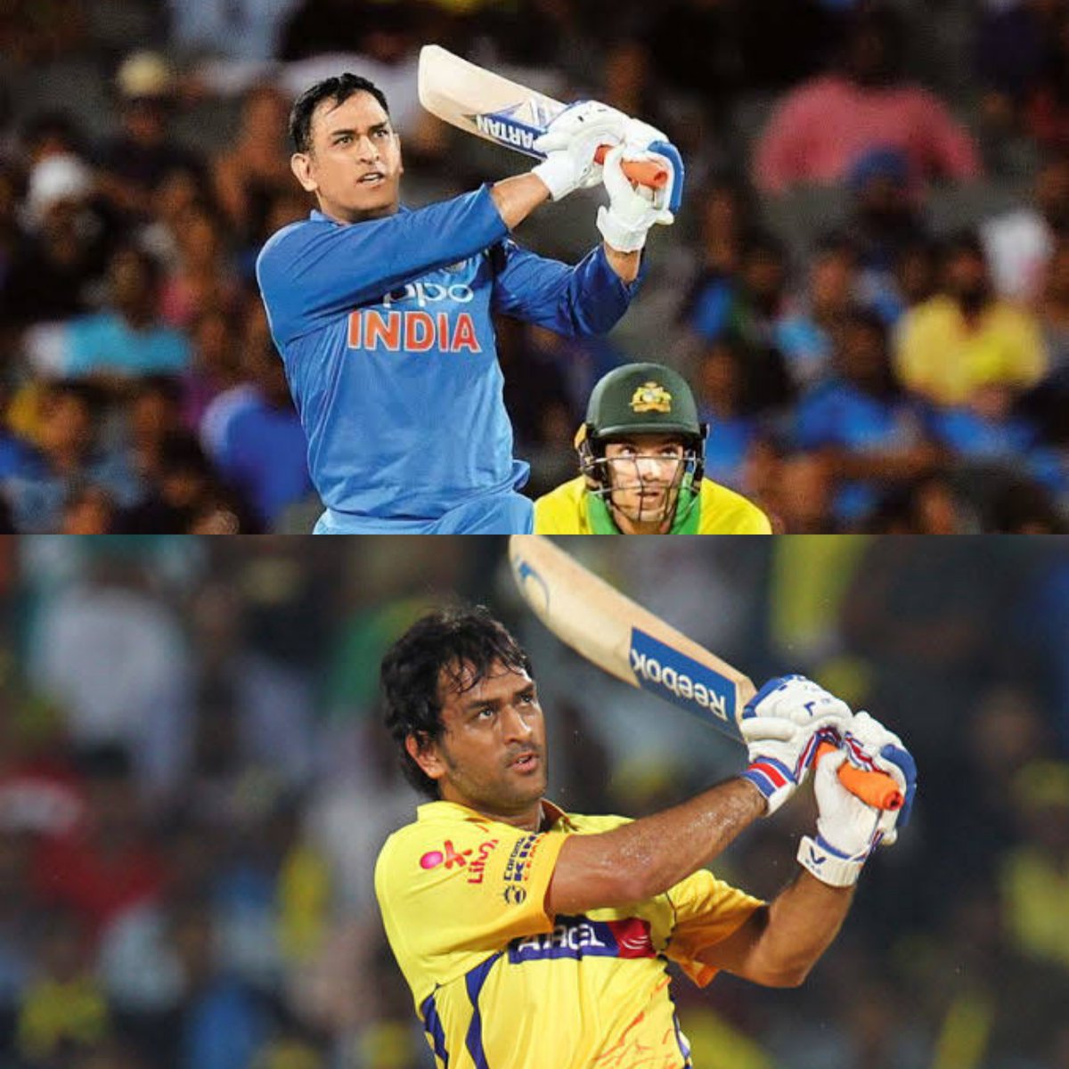 A few coincidence pics of  @msdhoni in blue & in yellowFollow this thread (Don't forget to share ur views)