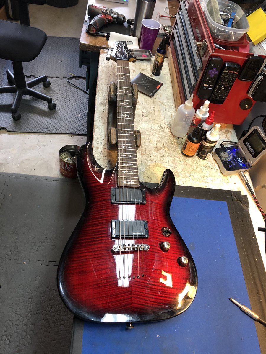 AZGuitartech's tweet photo. Schecter demon 6 setup
Avguitartech@yahoo.com 661-434-7146 #avguitartech #repair #guitartech #guitars #guitarrepair #luthier #setup #stewmac #peterson #musicnomad #schecter #demon6 #daddariostrings #daddario https://t.co/qA6fFyYGyD