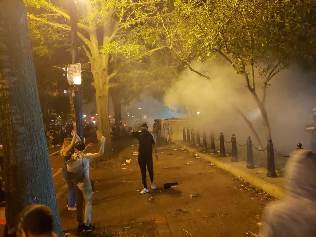 Also, I cannot emphasize enough how much tear gas was deployed at this  #dcprotest today. I’ve covered protests/riots (protriots? is there a word for one that turns into the other?) in DC for 4+ years now and I have never needed my respirator for extended reporting here before.