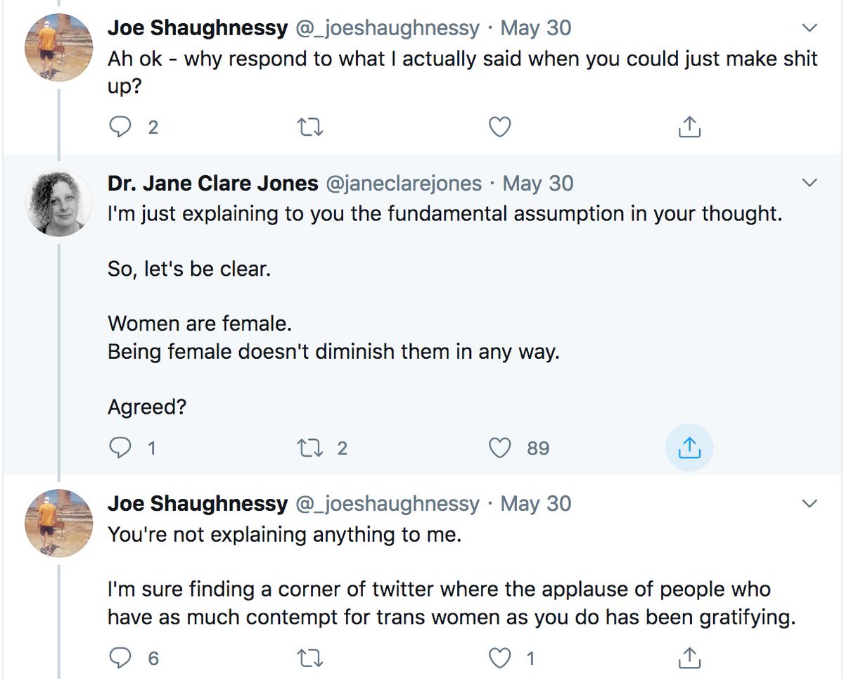 Scene 2:Man completely dismisses women's explanation, and then when she explains again he defaults straight to calling her hateful.