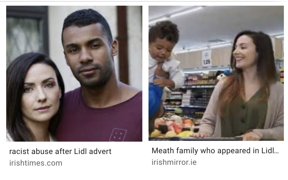 2)Mixed race family run out of Ireland after LIDL advert that are common in other countries! Unemployment of Congolese= 63% in an Ireland with 5.4% (CSO 2016). We incarcerate people for 10 yrs in DP! 60s  @MixedRaceIrish kids tagged deformed. Black RTE staff harassed. U say minor!