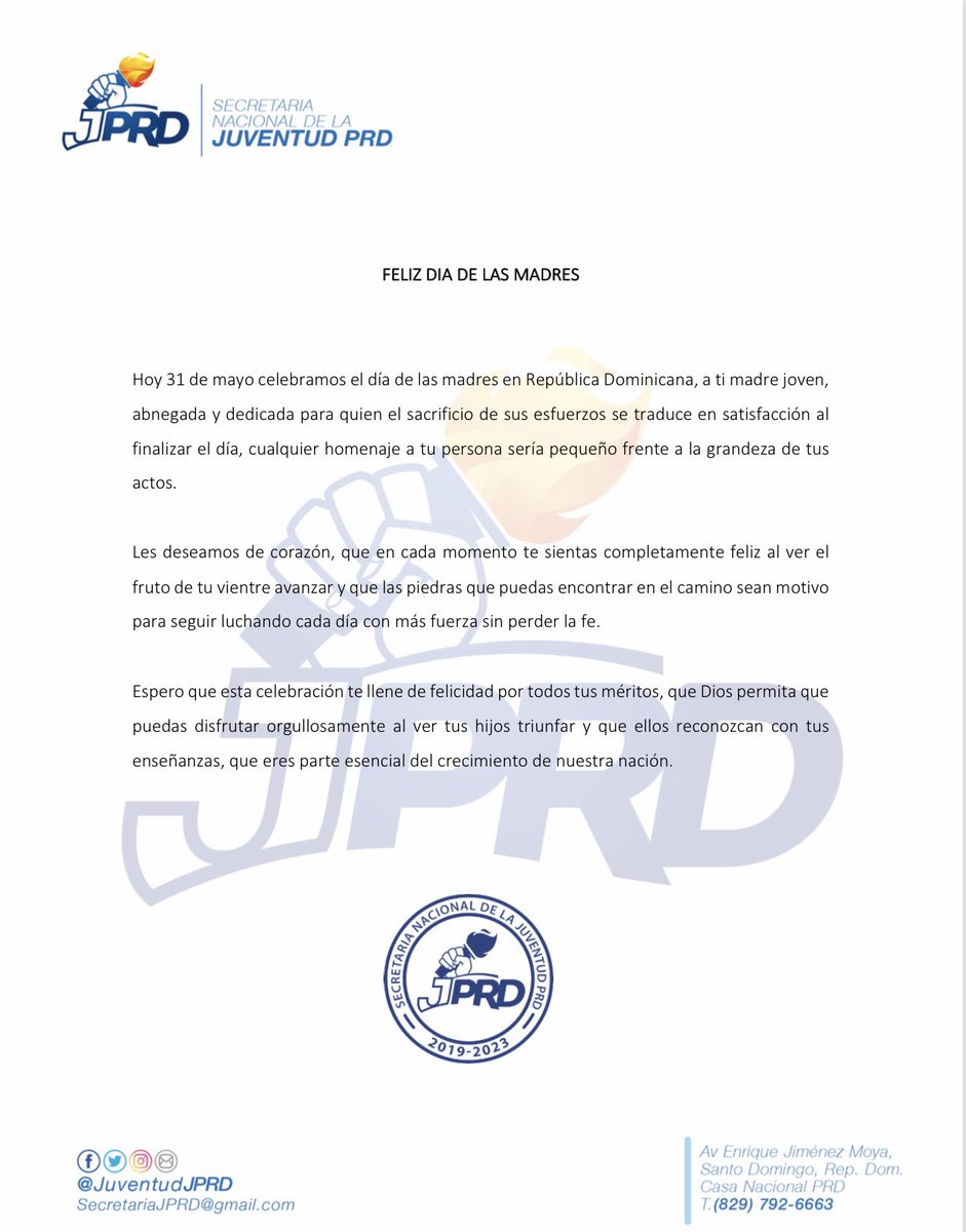 ¡Feliz Día de las Madres!

#PRD
#PRDfuerzaDecisiva