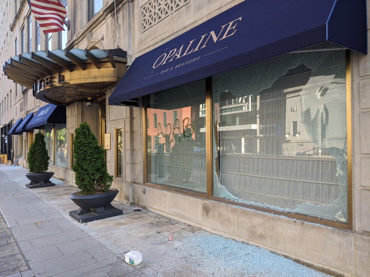 Most of the windows at Opaline are totally destroyed.