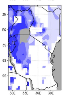 Two climate models predict an increase in more consecutive wet days across East Africa. Notice areas around the L. Victoria basin.(Dark colour means very high wetter days, light colour means low).Source:  https://rdcu.be/b4r2q  #ClimateCriss