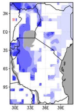 Two climate models predict an increase in more consecutive wet days across East Africa. Notice areas around the L. Victoria basin.(Dark colour means very high wetter days, light colour means low).Source:  https://rdcu.be/b4r2q  #ClimateCriss