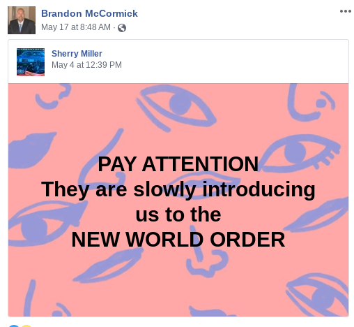 With all of the Mark of the Beast and New World Order stuff he keeps sharing, dude is very, very paranoid