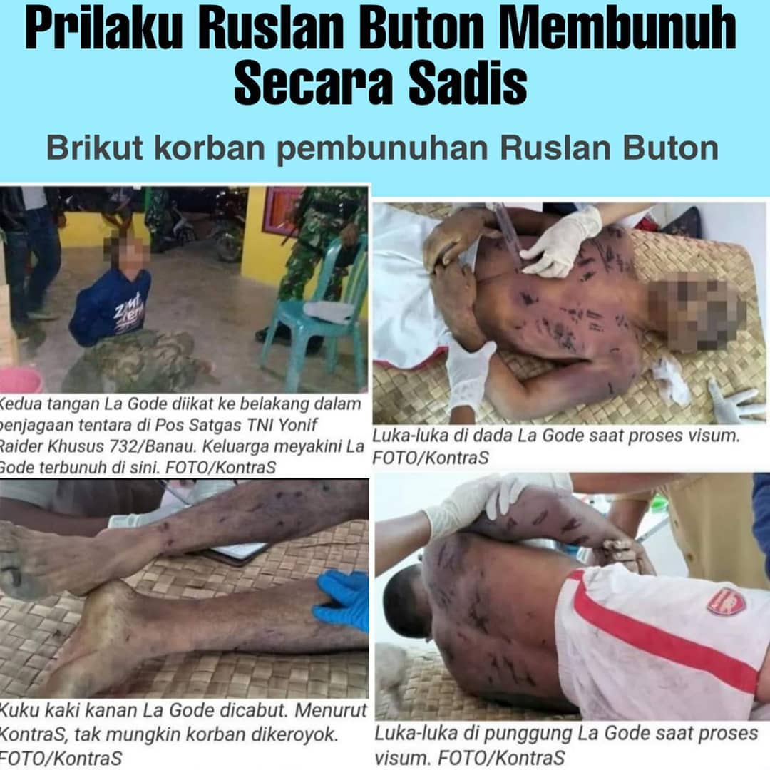 @mas__piyuuu tirto.id/akhirnya-tni-a… Sekujur tubuh La Gode berlumur luka. Gigi atas dan bawah dicabuti hingga ompong. Kuku di jempol kaki kanan copot. Bagian bibir, mata, hingga pipi kanannya bengkak. Ini sadis seperti PKI.