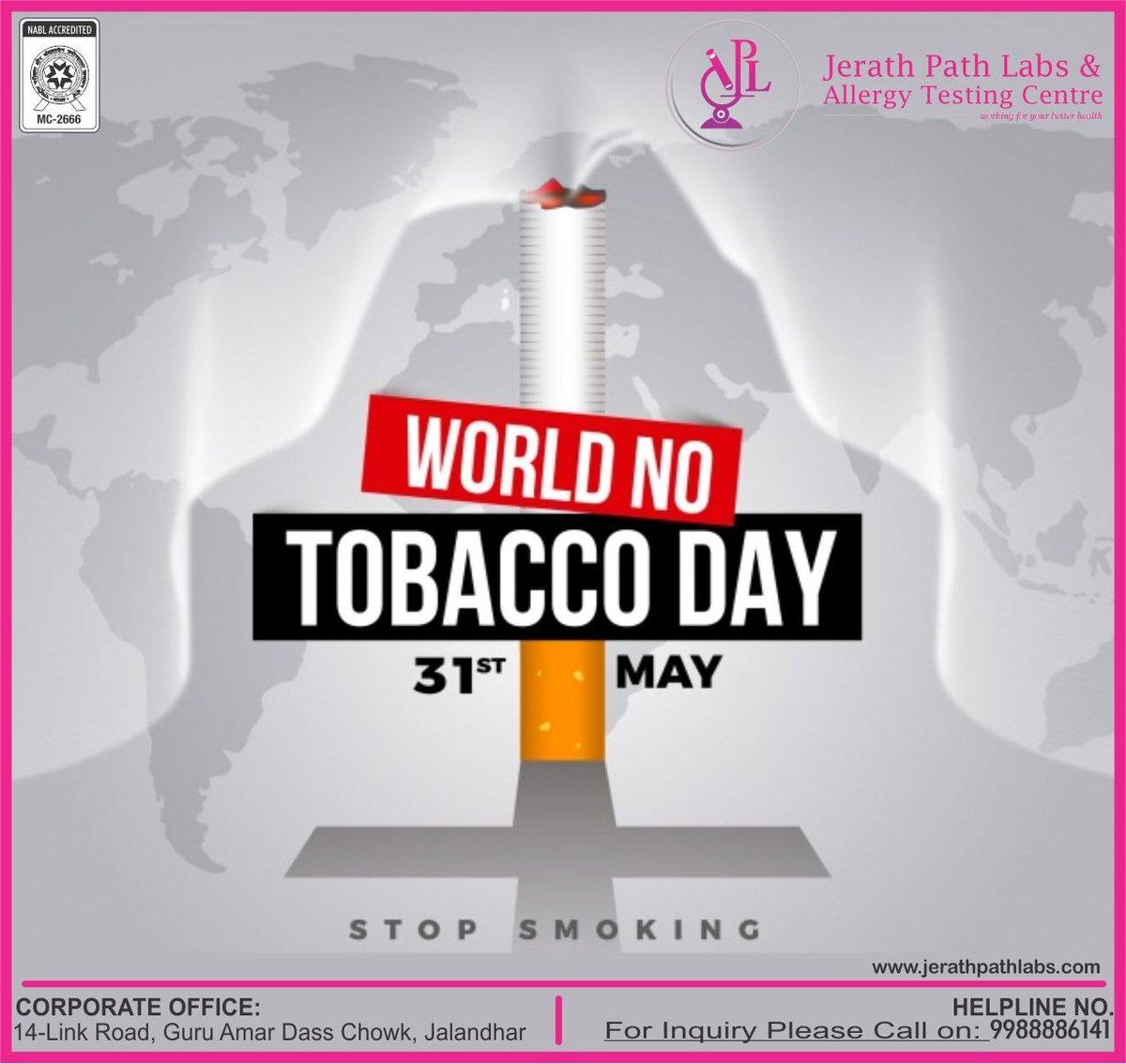 JerathLabs's tweet photo. Tobacco is not essential, Say no to tobacco products. 
#quittobacco #Jerathpathlabs &amp; #Allergytestingcentre 

Log on: https://t.co/B8FQ53uEdP https://t.co/x42ZwSrGre