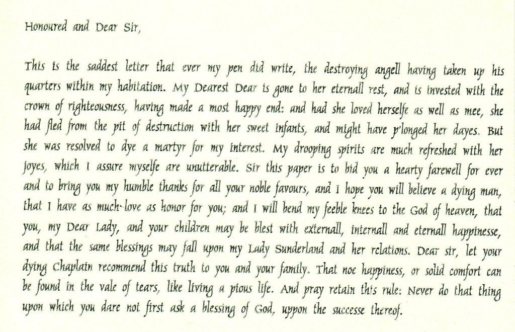 In his letters, William Mompesson describes the smell of sadness and death in the air.On the 22nd August 1666, he went for a walk with his wife Catherine.One of the symptoms of the onset of the disease was the start of the failure and putrefaction of internal organs