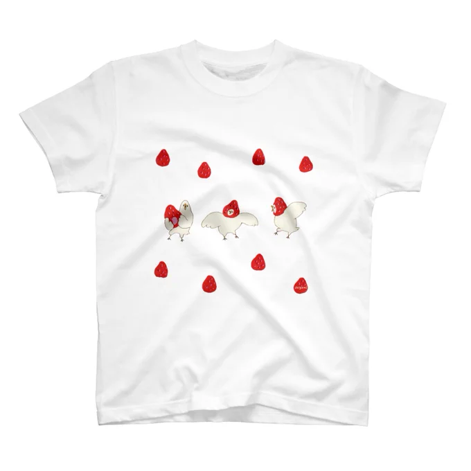 明日からのTシャツセールにあわせて
「いちごっこ」する鳥たちの
Tシャツとグラス作りましたー!!

https://t.co/SPf674HgWo 