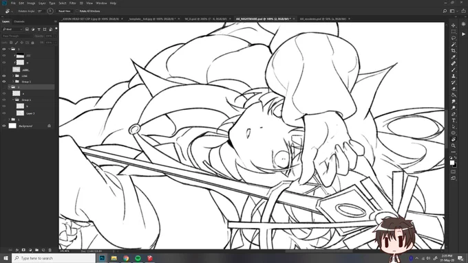 I don't know when I could render this...
haven't been touched since a month ago 😳😳😳

cleaning the sketch not taking that much time lately, but do the base color feels like eternity 

Nightmare from #Arknights #明日方舟 
I'm using her as DPS caster on my squad <3 