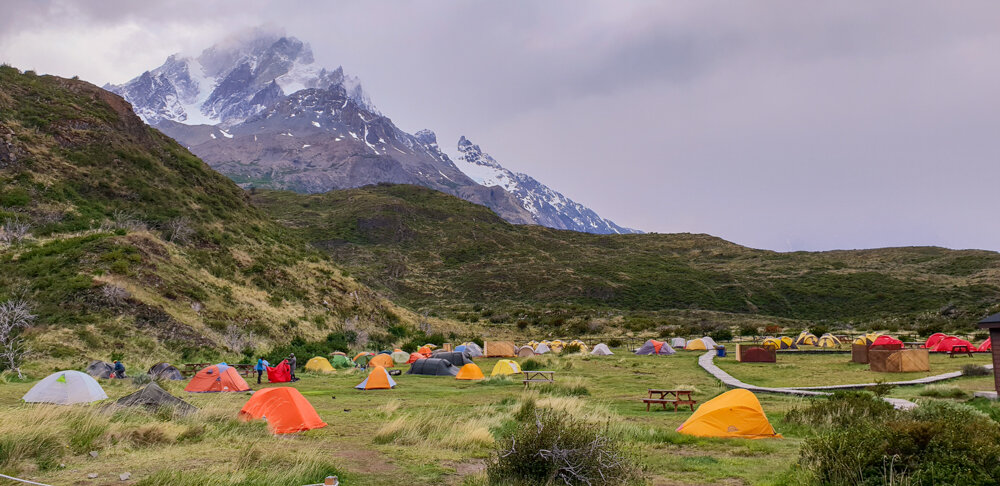 JustinFlitter's tweet photo. This is the Paine Grande campground on the #OCircuit in #Patagonia it was extremely windy but the views, spectacular https://t.co/n8vYQhgtGz
