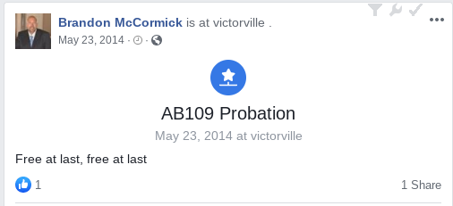 Wait. This life event is for "AB 109 Probation," which the googles tell me is California sex offender probation. So he's not just a violent asshole a history of attacking people of color, he's also a sex offender. https://probation.lacounty.gov/ab-109/ 